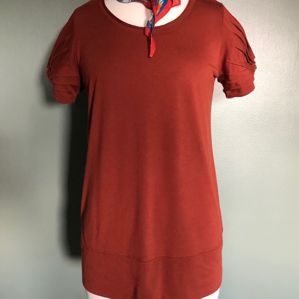 SIMPLY VERA RUST COLOR TOP WITH SLEEVE DETAIL Sz M - Picture 3 of 6